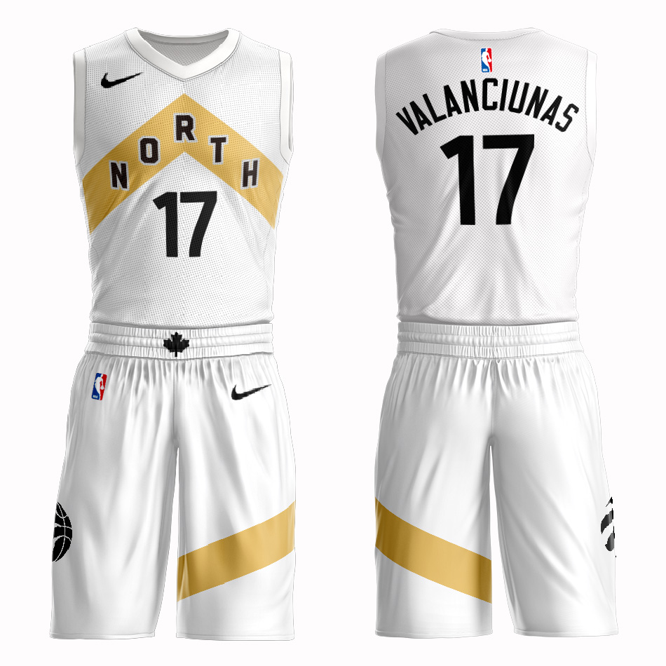 Customized 2019 Men Toronto Raptors #17 Valanciunas white NBA Nike jersey